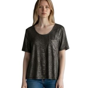 Sparkle & Fade Metallic Short Sleeve Top